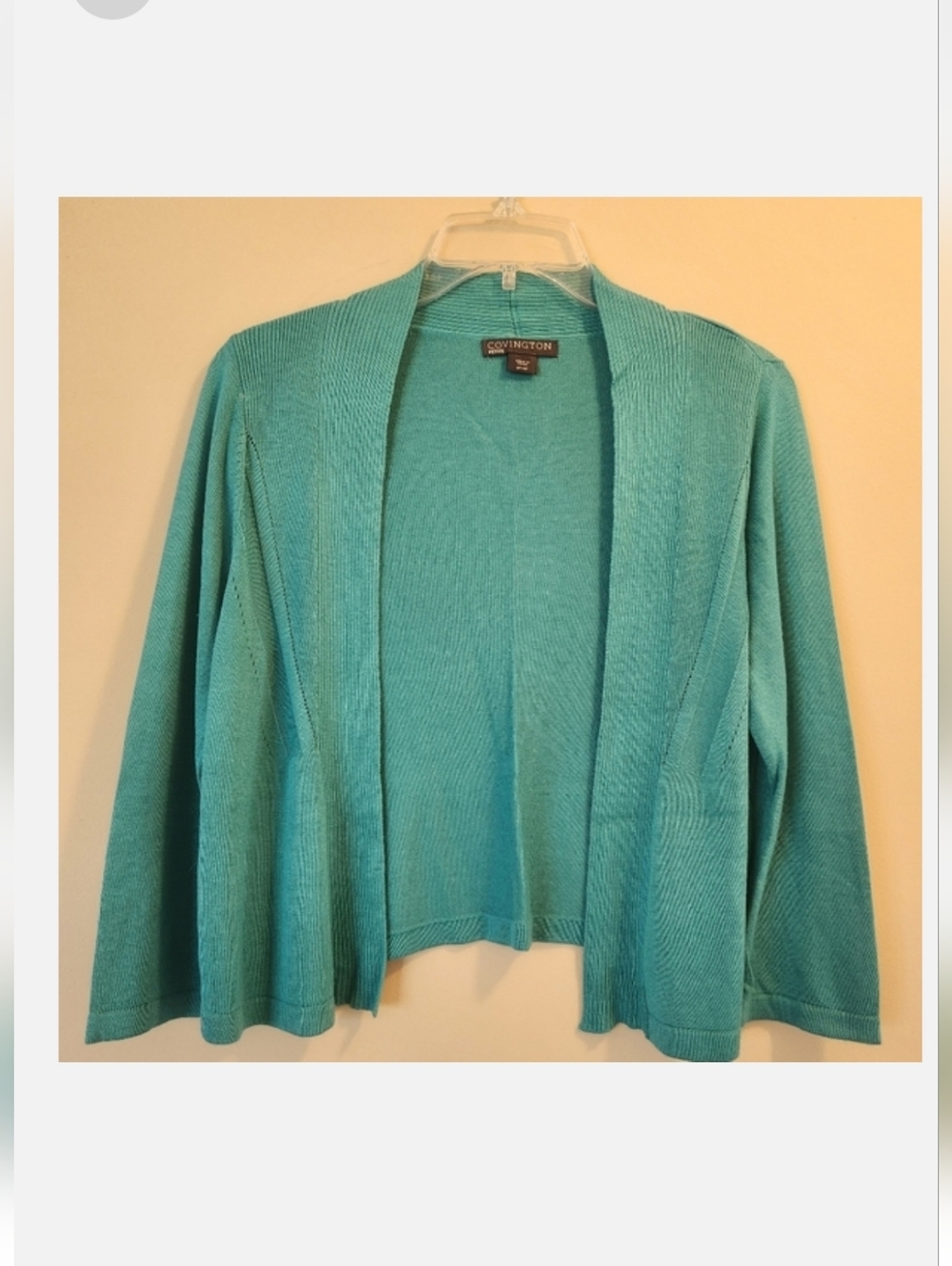 Covington Women's Open-Front Teal Cardigan Sweater MP